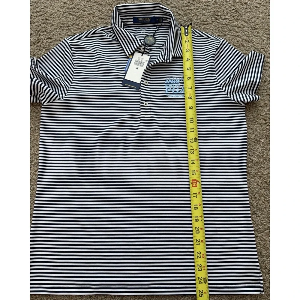 Polo Golf Ralph Lauren KPMG Women's PGA Shirt Medium Stripe UV Protection Golf T